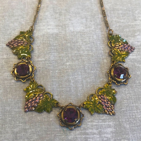 Sadie Green Jewelry - Sadie Green signed necklace w grapes violet stones